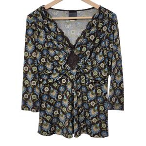 Vtg y2k Moody Floral Babydoll Top Empire Waist Whimsigoth Fairy Grunge Est. M/L